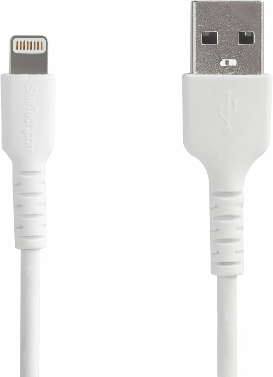 imageStarTechcom 3 Foot 1m Durable Black USBA to Lightning Cable  Heavy Duty Rugged Aramid Fiber USB Type A to Lightning ChargerSync Power Cord  Apple MFi Certified iPadiPhone 12 RUSBLTMM1MBWhite