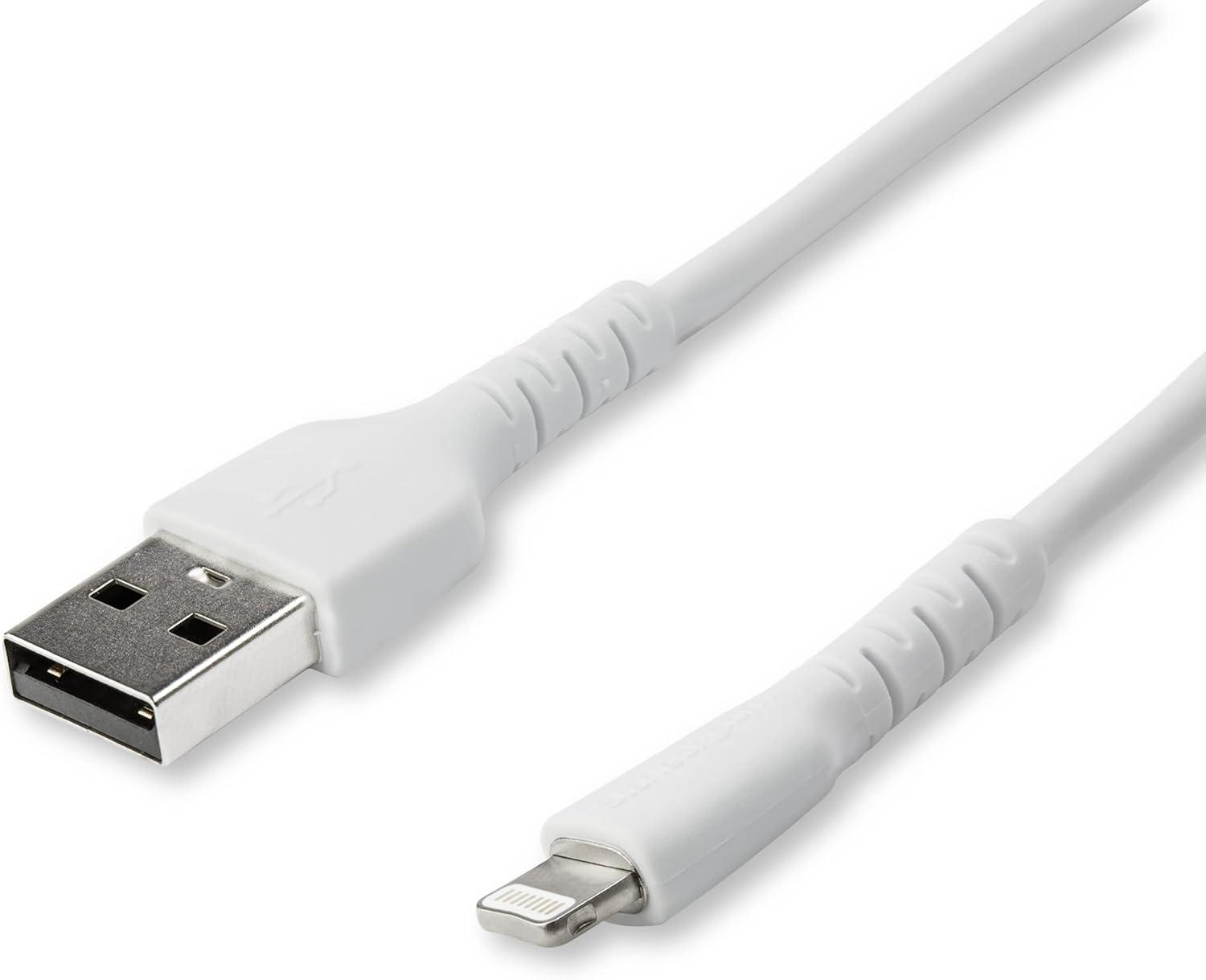 imageStarTechcom 3 Foot 1m Durable Black USBA to Lightning Cable  Heavy Duty Rugged Aramid Fiber USB Type A to Lightning ChargerSync Power Cord  Apple MFi Certified iPadiPhone 12 RUSBLTMM1MBWhite