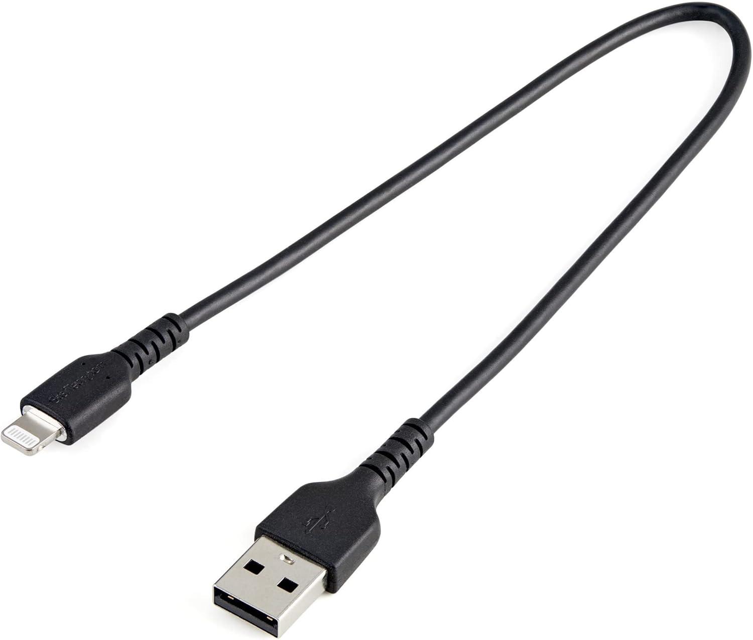 imageStarTechcom 3 Foot 1m Durable Black USBA to Lightning Cable  Heavy Duty Rugged Aramid Fiber USB Type A to Lightning ChargerSync Power Cord  Apple MFi Certified iPadiPhone 12 RUSBLTMM1MBBlack