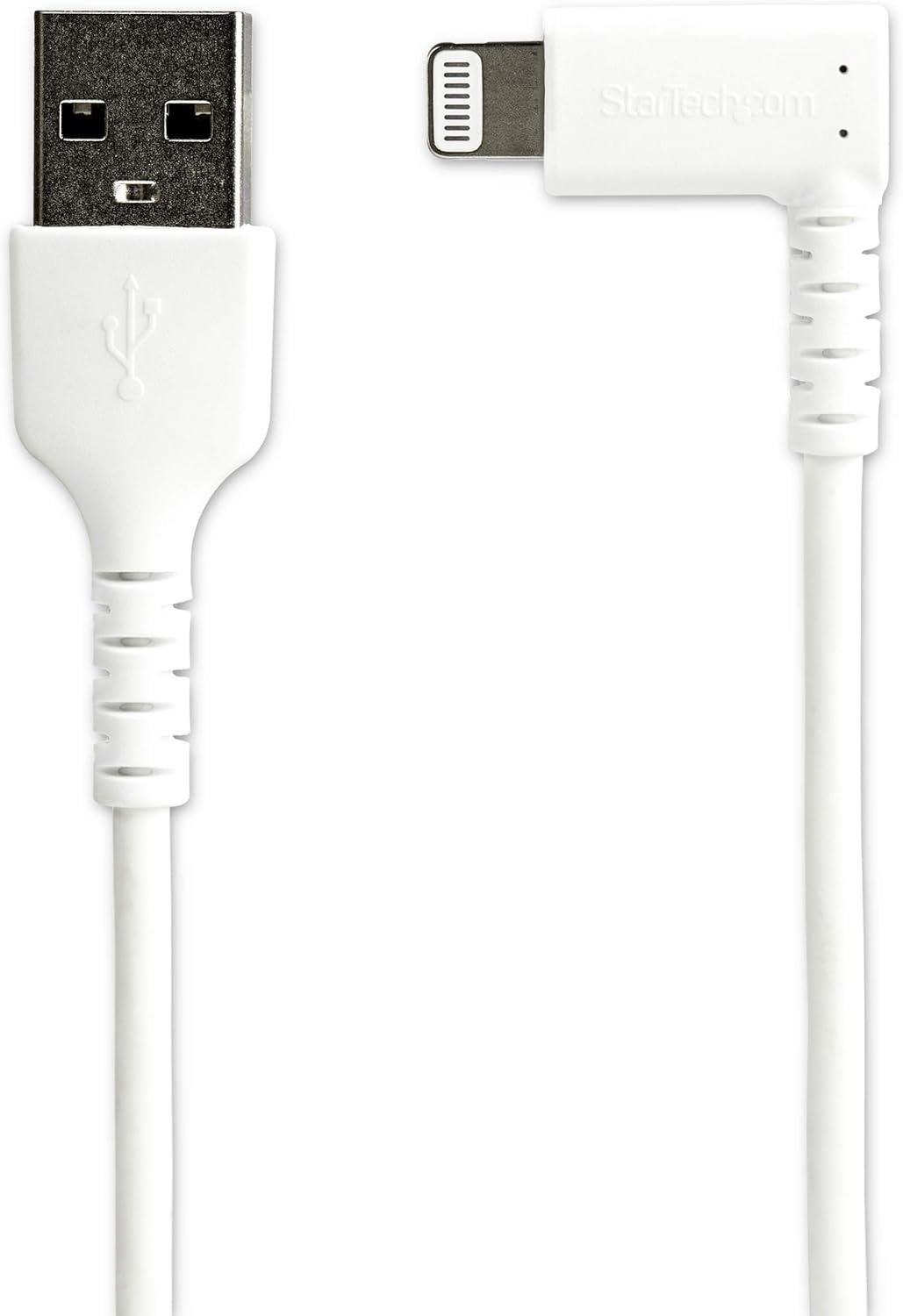 imageStarTechcom 3ft 1m Durable USB A to Lightning Cable  Black 90 Right Angled Heavy Duty Rugged Aramid Fiber USB Type A to Lightning ChargingSync Cord  Apple MFi Certified  iPhone RUSBLTMM1MBRWhite