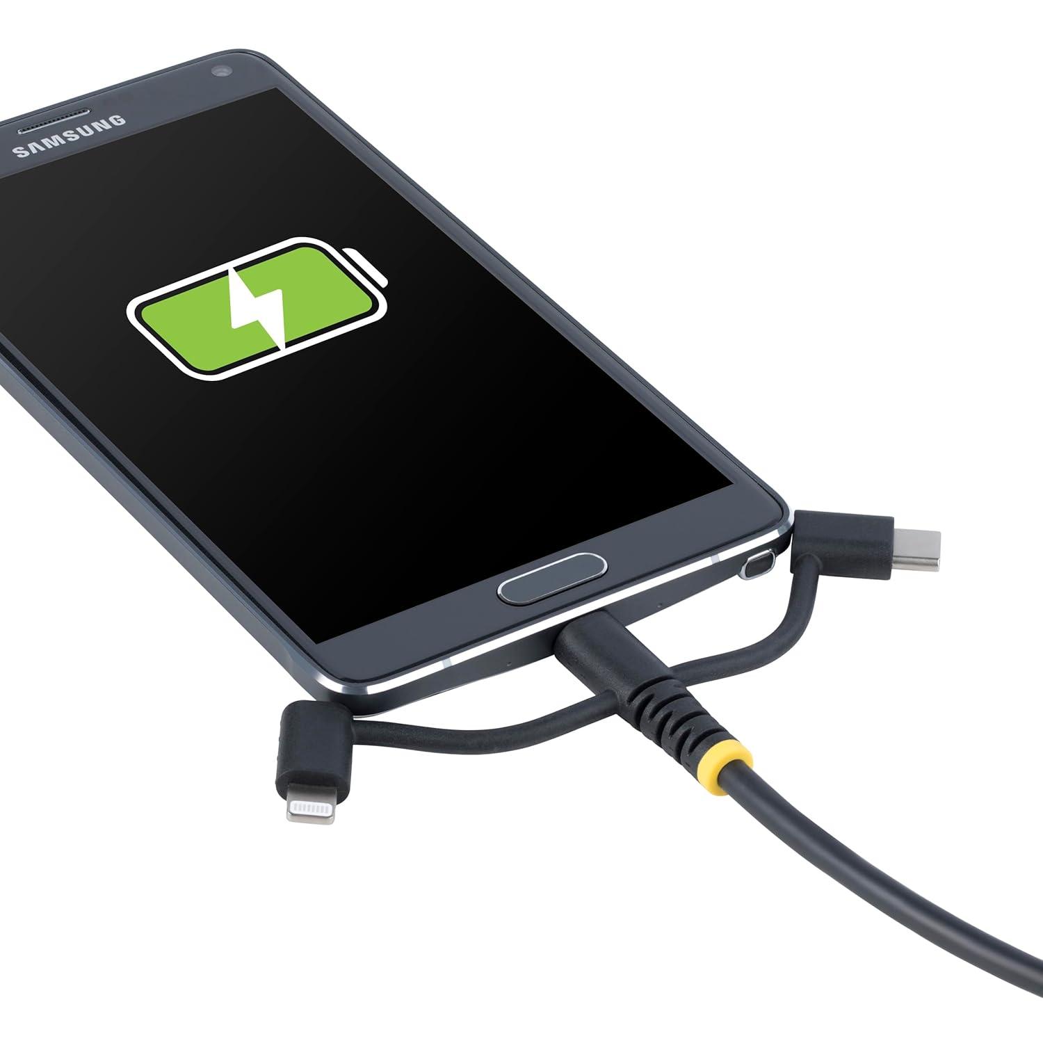 imageStarTechcom 3ft 1m Rugged USB Multi Charging Cable USB to LightningMicroUSBTypeC Apple MFi 3in1 USB Charger Cord