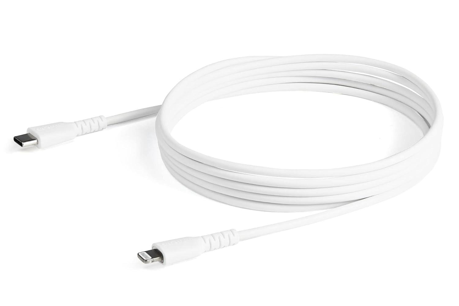 imageStarTechcom 6ft 2m Durable USBC to Lightning Cable  RightAngled Heavy Duty USB TypeC to Lightning ChargingSync Cord  Apple MFi Certified  Rugged iPhone Lightning Cable RUSB2CLTMM2MRWhite