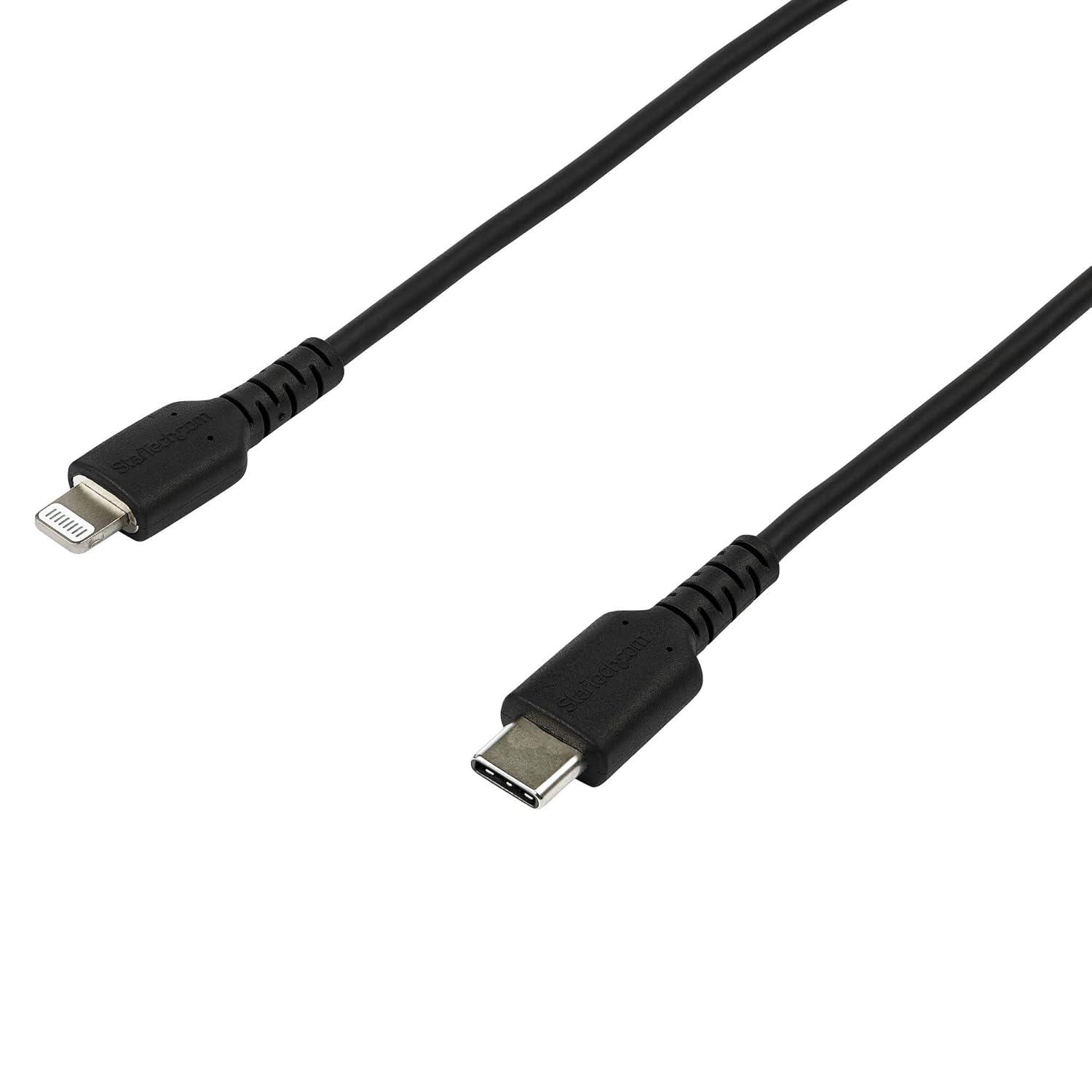 imageStarTechcom 6ft 2m Durable USBC to Lightning Cable  RightAngled Heavy Duty USB TypeC to Lightning ChargingSync Cord  Apple MFi Certified  Rugged iPhone Lightning Cable RUSB2CLTMM2MRBlack