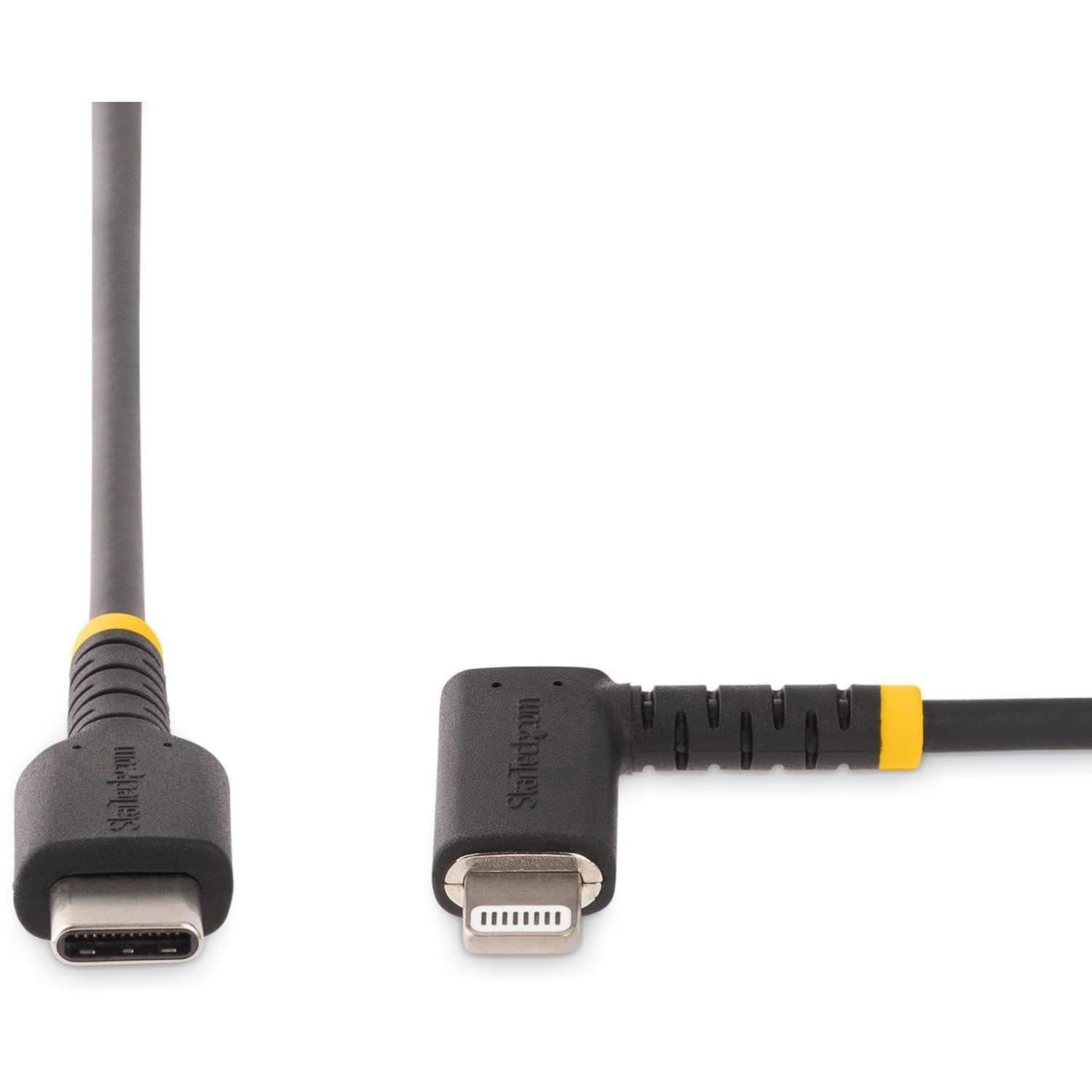 imageStarTechcom 6ft 2m Durable USBC to Lightning Cable  RightAngled Heavy Duty USB TypeC to Lightning ChargingSync Cord  Apple MFi Certified  Rugged iPhone Lightning Cable RUSB2CLTMM2MRBlack