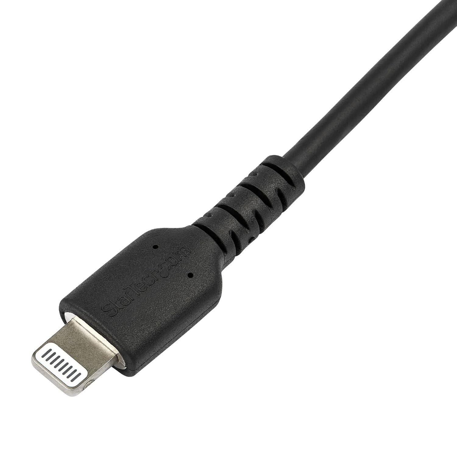 imageStarTechcom 6ft 2m Durable USBC to Lightning Cable  RightAngled Heavy Duty USB TypeC to Lightning ChargingSync Cord  Apple MFi Certified  Rugged iPhone Lightning Cable RUSB2CLTMM2MRBlack