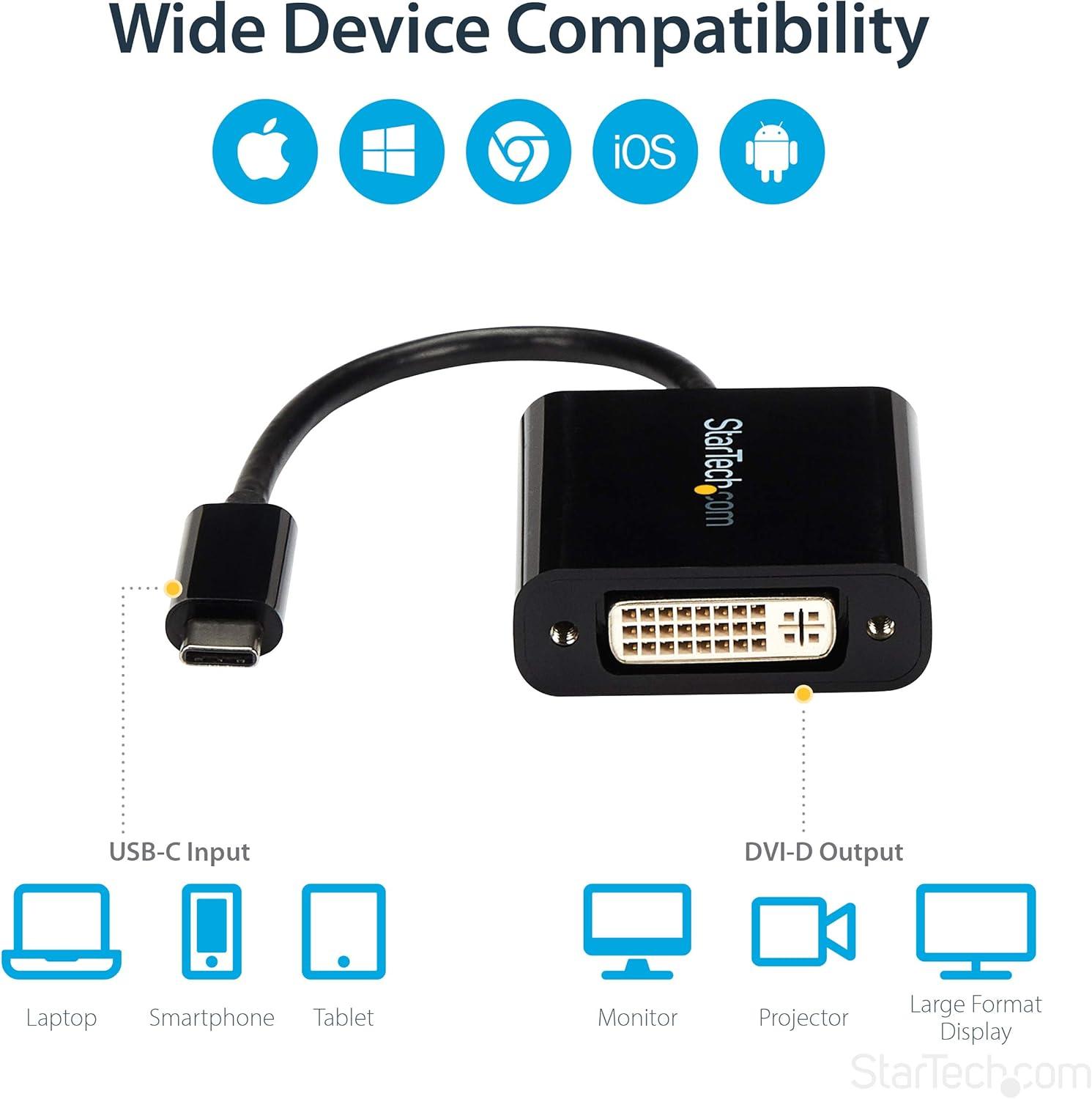 imageStarTechcom USB C to DVI Adapter  Black  1920x1200  USB Type C Video Converter for Your DVI D DisplayMonitorProjector  Upgraded Version is CDP2DVIEC CDP2DVI