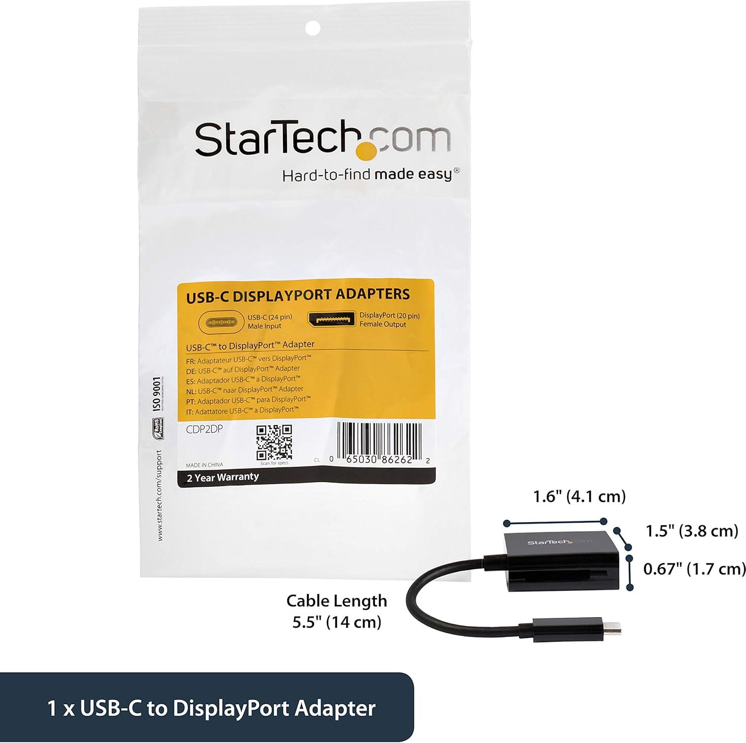 imageStarTechcom USB C to DisplayPort Adapter  4K 60Hz8K 30Hz DP 14 HBR2 Dongle Compact USBC DP Alt Mode Monitor Video Converter Works w TB3  TypeC to DP Converter CDP2DP 06quotx15quotx71quot