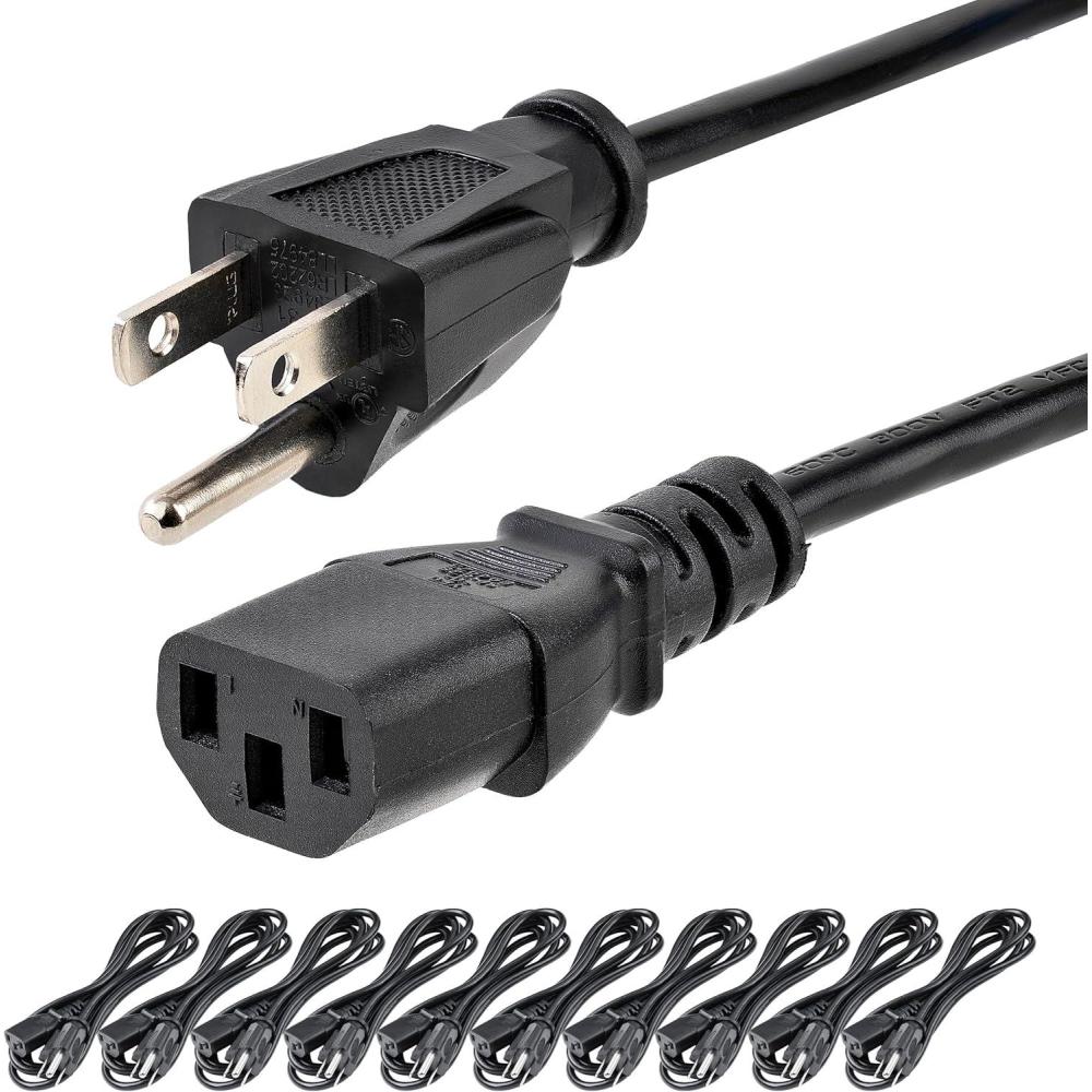 imageStarTechcom 10ft 3m Computer Power Cord NEMA 515P to C13 10A 125V 18AWG Black Replacement AC Power Cord Printer PC Power Supply Cable Monitor Power Cable  UL Listed PXT101 1018 AWG10A125V