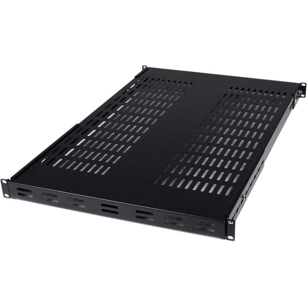 imageStarTechcom 1U Adjustable Vented Server Rack Mount Shelf  175lbs  195 to 38in Adjustable Mounting Depth Universal Tray for 19quot AV Network Equipment Rack  275in Deep  TAA ADJSHELF19538in