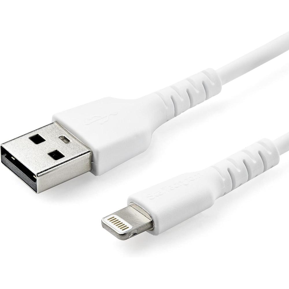 imageStarTechcom 3 Foot 1m Durable Black USBA to Lightning Cable  Heavy Duty Rugged Aramid Fiber USB Type A to Lightning ChargerSync Power Cord  Apple MFi Certified iPadiPhone 12 RUSBLTMM1MBWhite