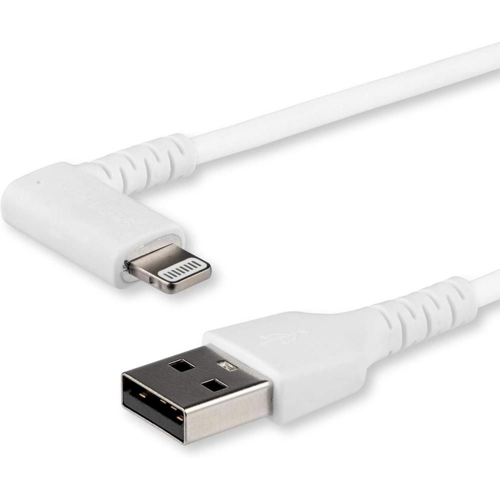 imageStarTechcom 3ft 1m Durable USB A to Lightning Cable  Black 90 Right Angled Heavy Duty Rugged Aramid Fiber USB Type A to Lightning ChargingSync Cord  Apple MFi Certified  iPhone RUSBLTMM1MBRWhite