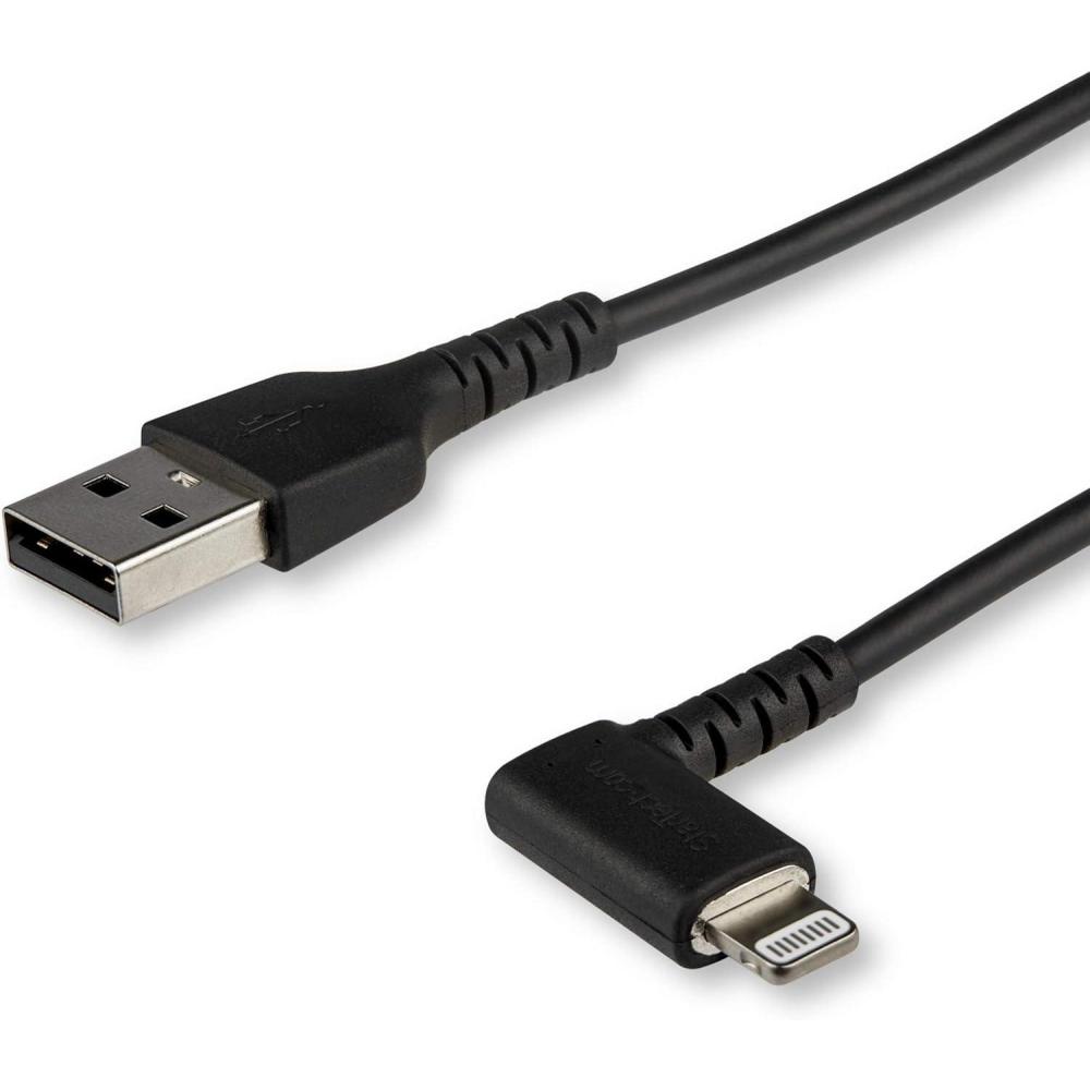 imageStarTechcom 3ft 1m Durable USB A to Lightning Cable  Black 90 Right Angled Heavy Duty Rugged Aramid Fiber USB Type A to Lightning ChargingSync Cord  Apple MFi Certified  iPhone RUSBLTMM1MBRBlack