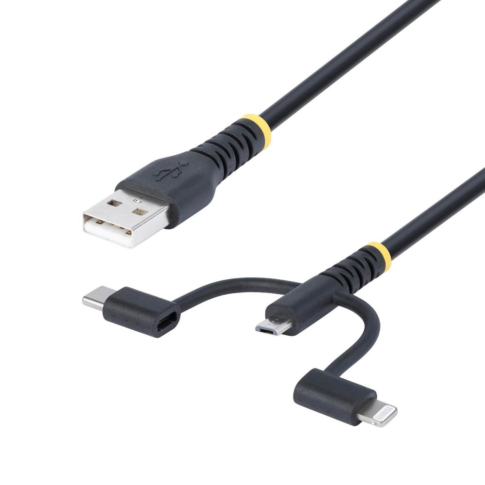 imageStarTechcom 3ft 1m Rugged USB Multi Charging Cable USB to LightningMicroUSBTypeC Apple MFi 3in1 USB Charger Cord