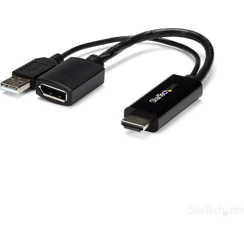 imageStarTechcom 4K 30Hz HDMI to DisplayPort Video Adapter w USB Power  6 in  HDMI 14 Male to DP 12 Female Active Monitor Converter HD2DP BlackAdapter
