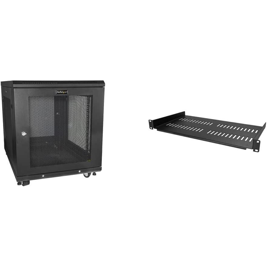 imageStarTechcom 4Post 18U Server Rack Cabinet 19quot Data Rack Cabinet Kit for IT  Network Equipment with Adjustable Mounting Rails Ships Fully Assembled12U