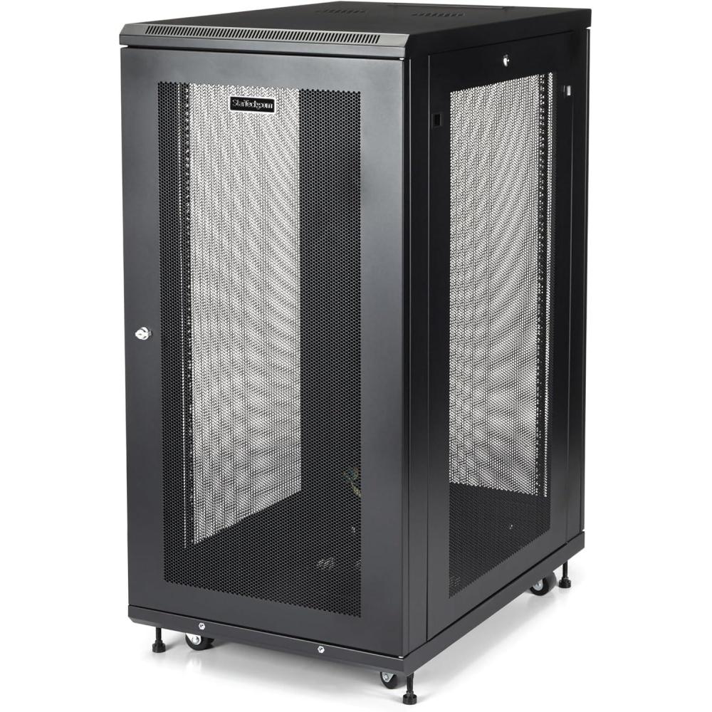 imageStarTechcom 4Post 18U Server Rack Cabinet 19quot Data Rack Cabinet Kit for IT  Network Equipment with Adjustable Mounting Rails Ships Fully Assembled24U