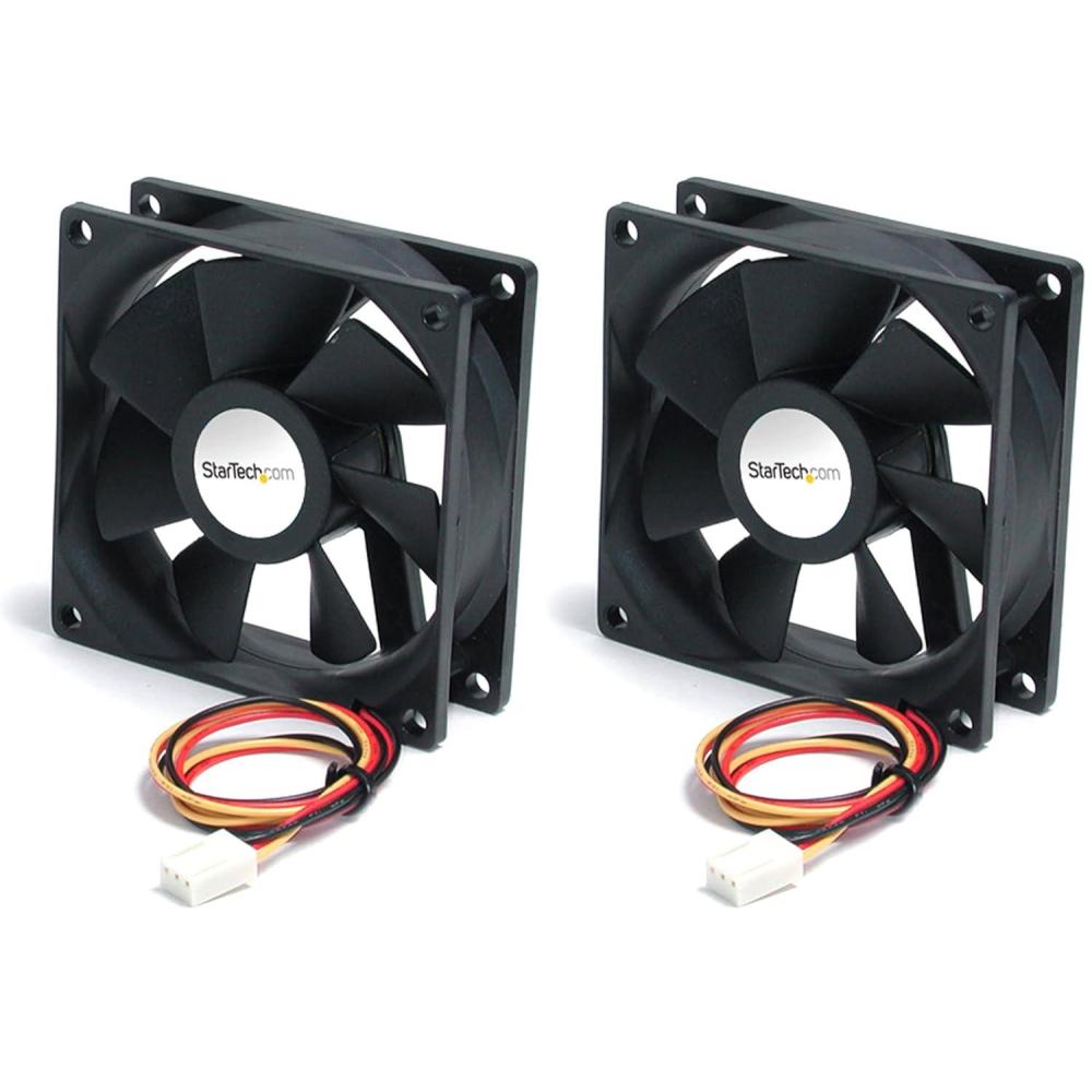 imageStarTechcom 80x25mm Dual Ball Bearing Computer Case Fan w TX3 Connector FANBOX2Black1 Count Pack of 2