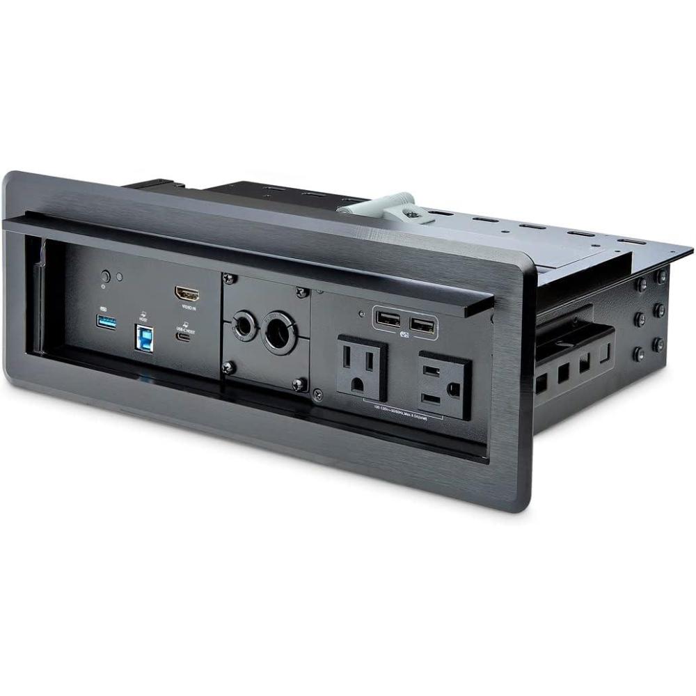 imageStarTechcom Conference Room Docking Station with PowerCharging Table Connectivity Box Universal USBC Laptop Dock 60W PD 4K HDMI USB Hub Audio 2X AC Outlets 2xUSB Charge Ports TAA