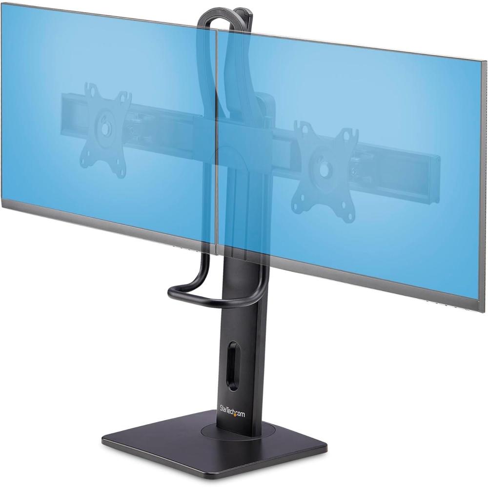 imageStarTechcom Crossbar Dual Monitor Desk Stand for 27inch Screens Max Cap 264lb VESA Mount 75x75100x100 Height AdjustableDual