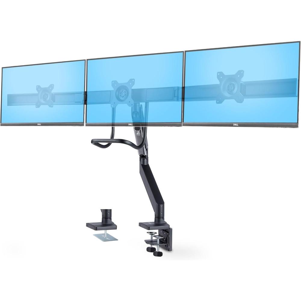 imageStarTechcom Desk Mount Dual Monitor Arm with USB ampamp Audio  Slim Adjustable Dual Monitor VESA Mount for up to 32quot 176lb8kg Displays  Ergonomic Articulating  CClampGrommet ARMSLIMDUAL2USB3Triple Monitor