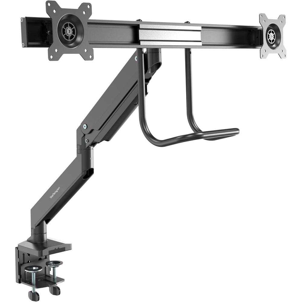 imageStarTechcom Desk Mount Dual Monitor Arm with USB ampamp Audio  Slim Adjustable Dual Monitor VESA Mount for up to 32quot 176lb8kg Displays  Ergonomic Articulating  CClampGrommet ARMSLIMDUAL2USB3Dual Monitor