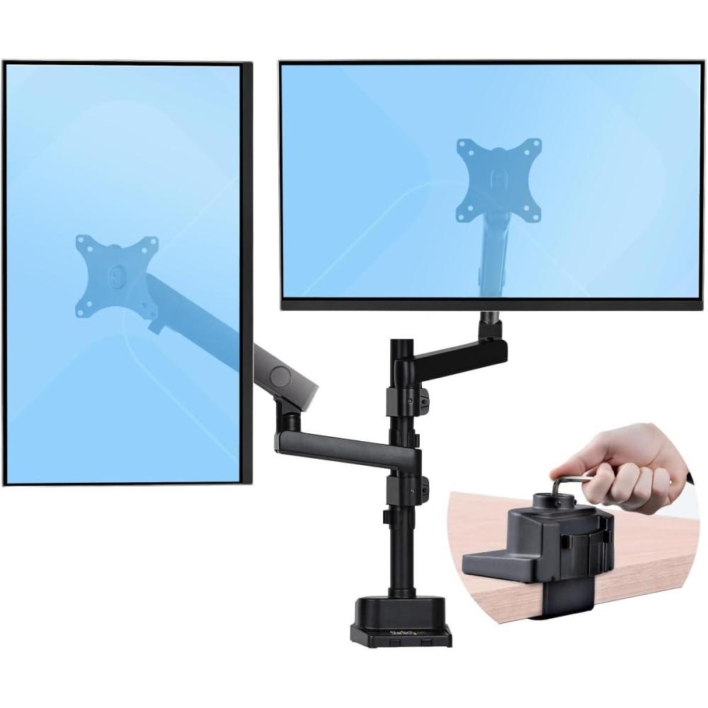 imageStarTechcom Desk Mount Triple Monitor Arm for Up to Three 27in Screens VESA 75x75100x100 Mechanical Spring ArmDual Monitor
