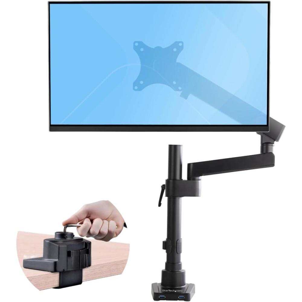 imageStarTechcom Desk Mount Triple Monitor Arm for Up to Three 27in Screens VESA 75x75100x100 Mechanical Spring ArmSingle Monitor