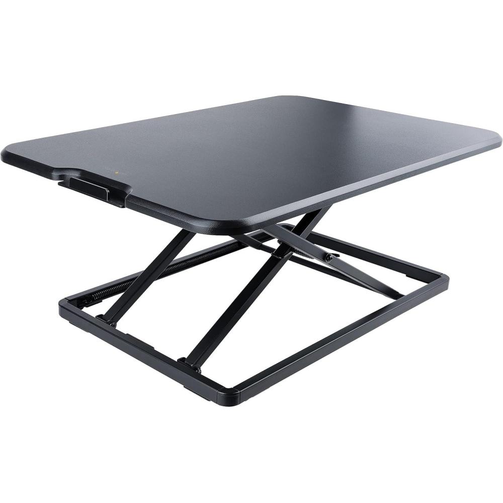imageStarTechcom Height Adjustable Standing Desk Converter  Sit Stand Desk with OneFinger Adjustment  Ergonomic Desk ARMSTSBlack ampamp SilverLaptop Workstation