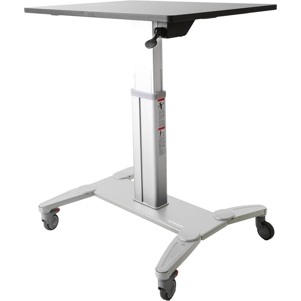 imageStarTechcom Mobile Standing Desk  Portable Sit Stand Ergonomic Height Adjustable Cart on Wheels  Rolling ComputerLaptop Workstation Table with Locking OneTouch Lift for TeacherStudent STSCARTMobile SitStand
