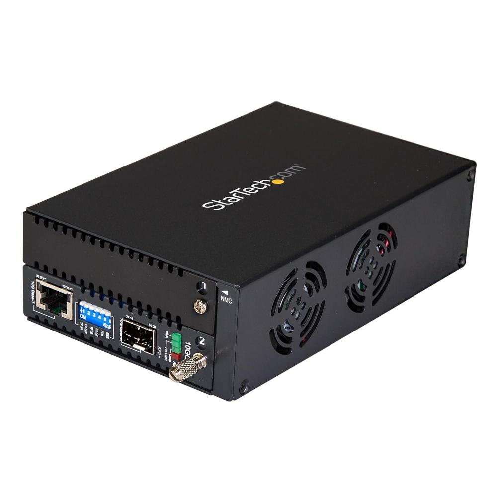 imageStarTechcom Multimode MM LC Fiber Media Converter for 101001000 Network  550m  Gigabit Ethernet  850nm  with SFP Transceiver TAA MCM1110MMLC10 Gigabit LC