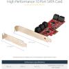 SATA PCIe Card, 10 Port PCIe SATA Expansion Card, 6Gbps SATA Adapter, 10 Mini-SAS/SATA Cables, PCI Express to SATA Converter