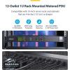 StarTech.com 12-Outlet Horizontal Rack Mount Metered PDU, 1U Server Power Strip w/Surge Protector, 8ft/2.4m Power Cable, TAA(12 Outlets | 15A)