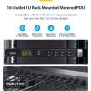 StarTech.com 12-Outlet Horizontal Rack Mount Metered PDU, 1U Server Power Strip w/Surge Protector, 8ft/2.4m Power Cable, TAA(16 Outlets | 15A)