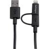 StarTech.com 1m (3ft) Apple Lightning or Micro USB to USB Cable for iPhone / iPod / iPad – White – Apple MFi Certified (LTUB1MWH)(Black)