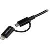 StarTech.com 1m (3ft) Apple Lightning or Micro USB to USB Cable for iPhone / iPod / iPad – White – Apple MFi Certified (LTUB1MWH)(Black)