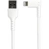 StarTech.com 3ft (1m) Durable USB A to Lightning Cable – Black 90° Right Angled Heavy Duty Rugged Aramid Fiber USB Type A to Lightning Charging/Sync Cord – Apple MFi Certified – iPhone (RUSBLTMM1MBR)(White)
