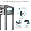 StarTech.com 4-Post 12U Mobile Open Frame Server Rack, 19in Network Rack with Wheels, Rolling Rack for Computer/AV/Data/IT Equipment – Casters, Leveling Feet or Floor Mounting (4POSTRACK12U)(42U)