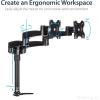 StarTech.com Desk Mount Dual Monitor Arm – Articulating – Supports Monitors 12” to 24″ (29.9lb/13.6kg) – Adjustable VESA Monitor Arm – Grommet or Desk Mount – Black (ARMDUAL)