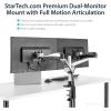 StarTech.com Desk Mount Dual Monitor Arm – Articulating – Supports VESA Monitors 12” to 30″ (19.8lb/9kg) – Adjustable – Grommet/Desk Mount – Premium – Silver, TAA (ARMDUAL30)