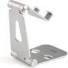 StarTech.com Phone and Tablet Stand – Foldable Universal Mobile Device Holder for Smartphones & Tablets Adjustable Multi-Angle Ergonomic Cell Phone Stand for Desk Portable, 4in to 13in (USPTLSTND)(Silver)