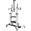 StarTech.com Rolling TV Cart/Stand On Wheels, Up to 100-inch/220lb Flat Screens, Hand Crank Height Adjustable Mobile Trolley