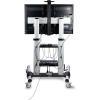 StarTech.com Rolling TV Cart/Stand On Wheels, Up to 100-inch/220lb Flat Screens, Hand Crank Height Adjustable Mobile Trolley
