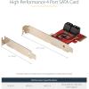 StarTech.com SATA PCIe Card – 4 Port PCIe SATA Expansion Card – 6Gbps – Low/Full Profile – Stacked SATA Connectors – ASM1164 Non-Raid – PCI Express to SATA Converter (4P6G-PCIE-SATA-CARD)