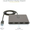 StarTech.com USB 3.0 to Quad HDMI Adapter, USB to 4x HDMI Monitor Converter for Windows, TAA (no support for macOS/ChromeOS/Linux)(USB-A)