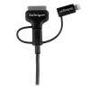 StarTech.com USB Multi Charging Cable – 3.3 ft / 1m – Lightning / USB-C / Micro-USB – Braided – MFi Certified – USB 2.0 – 3 in 1 Charging (LTCUB1MGR) Silver(8-pin lightning|micro-USB|30-pin dock)