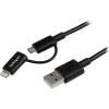 StarTech.com 1m (3ft) Apple Lightning or Micro USB to USB Cable for iPhone / iPod / iPad – White – Apple MFi Certified (LTUB1MWH)(Black)