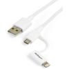 StarTech.com 1m (3ft) Apple Lightning or Micro USB to USB Cable for iPhone / iPod / iPad – White – Apple MFi Certified (LTUB1MWH)(White)