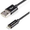 StarTech.com 2m (6ft) Long Black Apple 8-pin Lightning Connector to USB Cable for iPhone / iPod / iPad – Charge and Sync Cable (USBLT2MB)(Black)