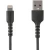 StarTech.com 3 Foot (1m) Durable Black USB-A to Lightning Cable – Heavy Duty Rugged Aramid Fiber USB Type A to Lightning Charger/Sync Power Cord – Apple MFi Certified iPad/iPhone 12 (RUSBLTMM1MB)(Black)