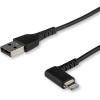 StarTech.com 3ft (1m) Durable USB A to Lightning Cable – Black 90° Right Angled Heavy Duty Rugged Aramid Fiber USB Type A to Lightning Charging/Sync Cord – Apple MFi Certified – iPhone (RUSBLTMM1MBR)(Black)
